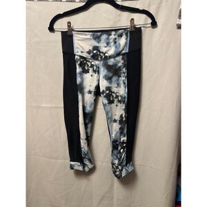 Lululemon Stop At Nothing Crop Leggings Black Blue Tie Dye Size 4